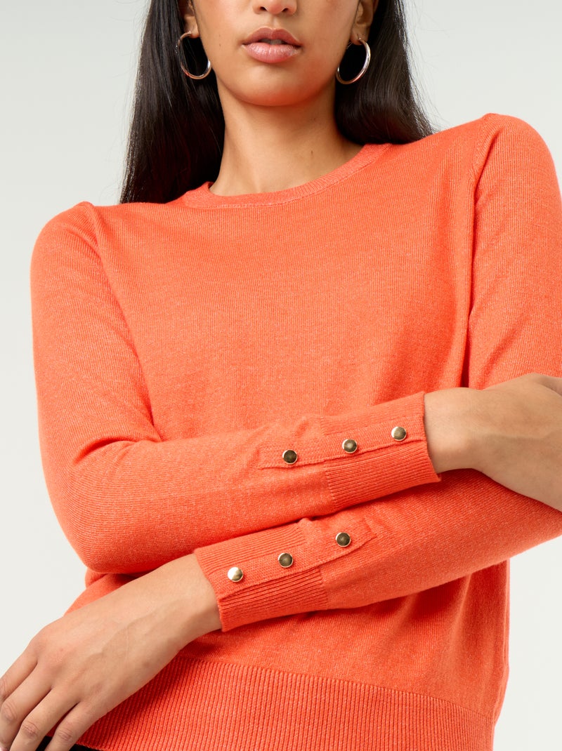 Jersey de punto fino con cuello redondo Rojo - Kiabi