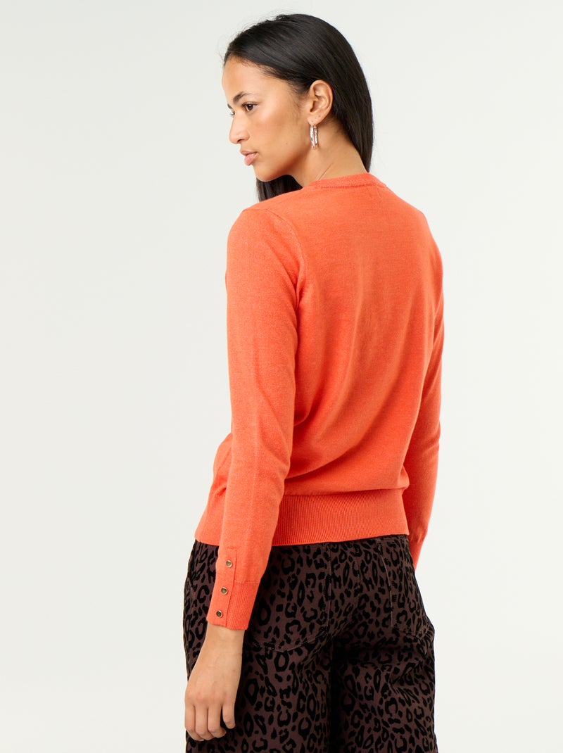 Jersey de punto fino con cuello redondo Rojo - Kiabi
