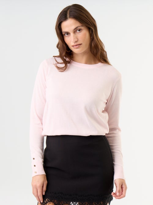 Jersey de punto fino con cuello redondo - Kiabi
