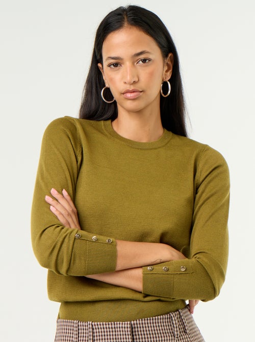 Jersey de punto fino con cuello redondo - Kiabi