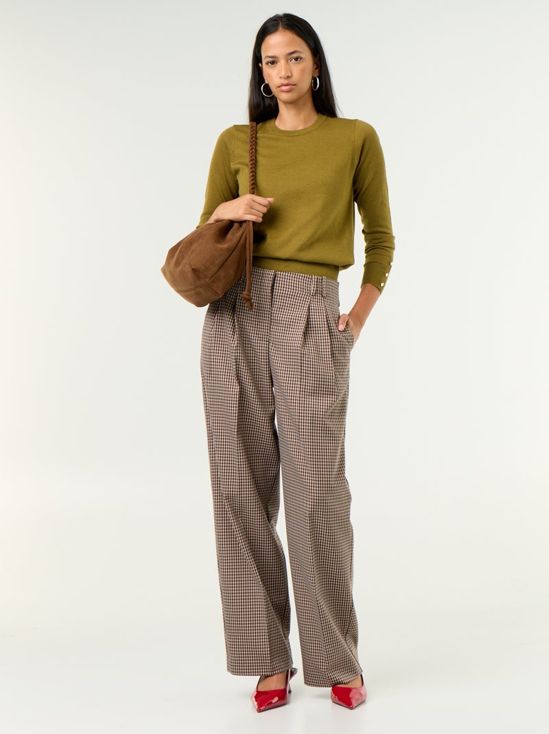 Jersey de punto fino con cuello redondo Verde - Kiabi