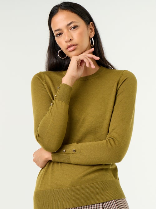 Jersey de punto fino con cuello redondo - Kiabi