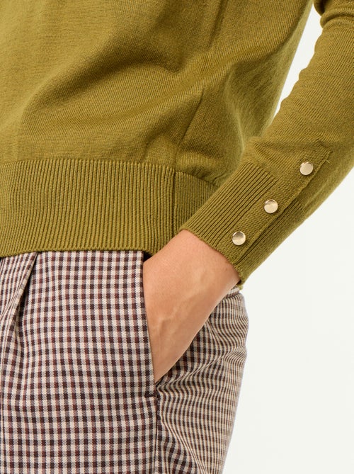 Jersey de punto fino con cuello redondo - Kiabi