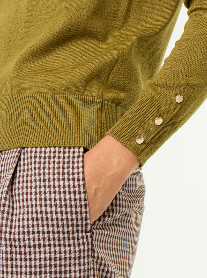 Jersey de punto fino con cuello redondo Verde - Kiabi