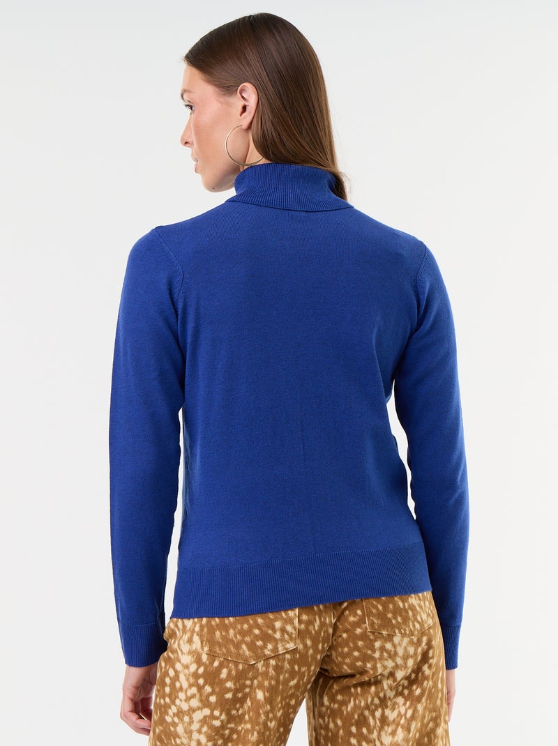 Jersey de punto fino con cuello vuelto Azul - Kiabi