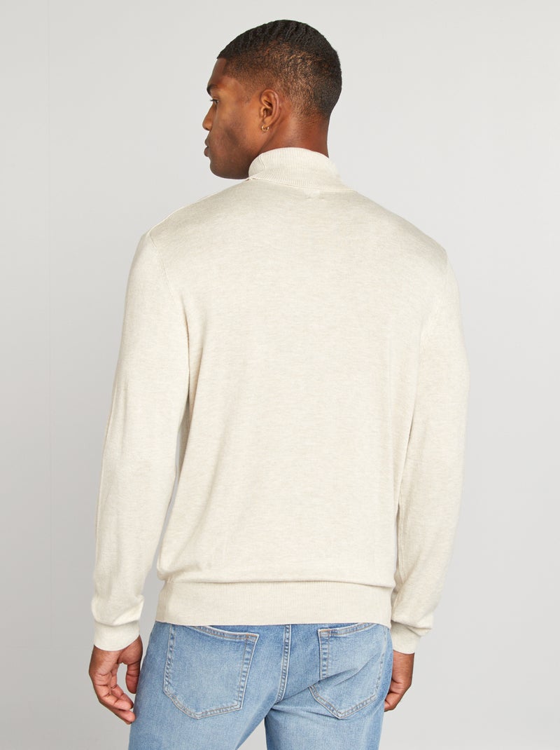 Jersey de punto fino con cuello vuelto BEIGE - Kiabi