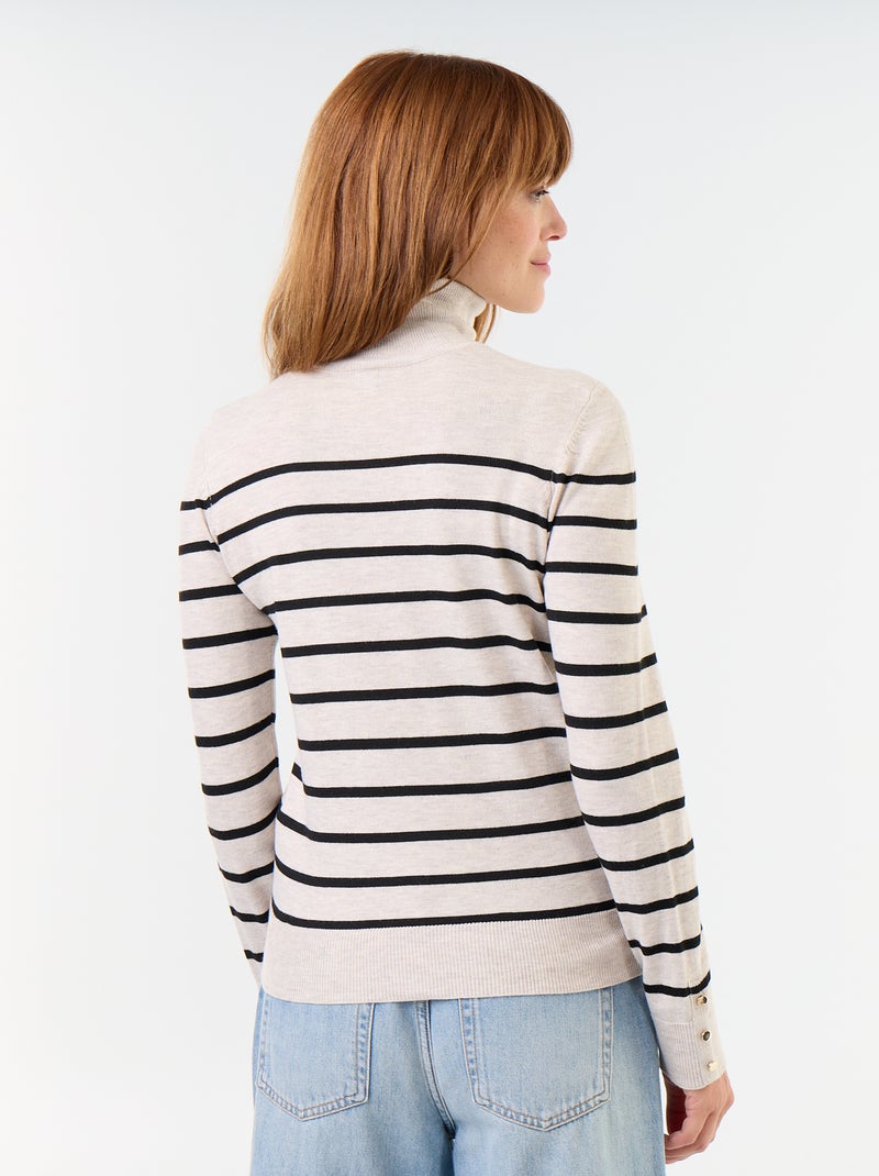 Jersey de punto fino con cuello vuelto Beige - Kiabi