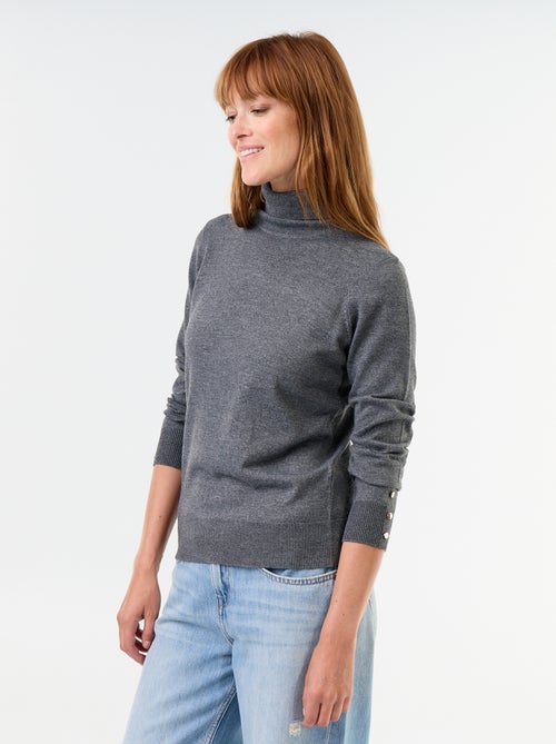 Jersey de punto fino con cuello vuelto - Kiabi