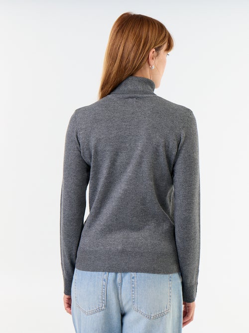 Jersey de punto fino con cuello vuelto - Kiabi