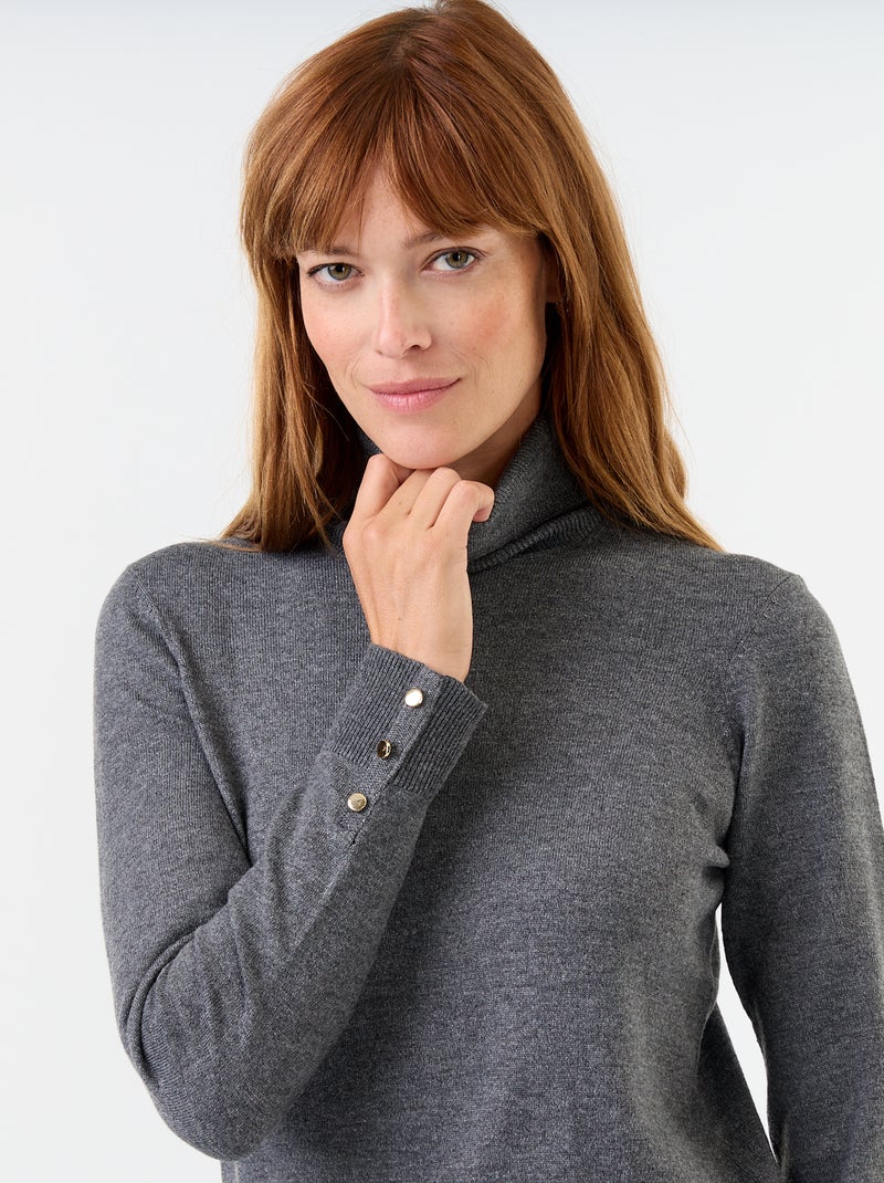 Jersey de punto fino con cuello vuelto Gris - Kiabi