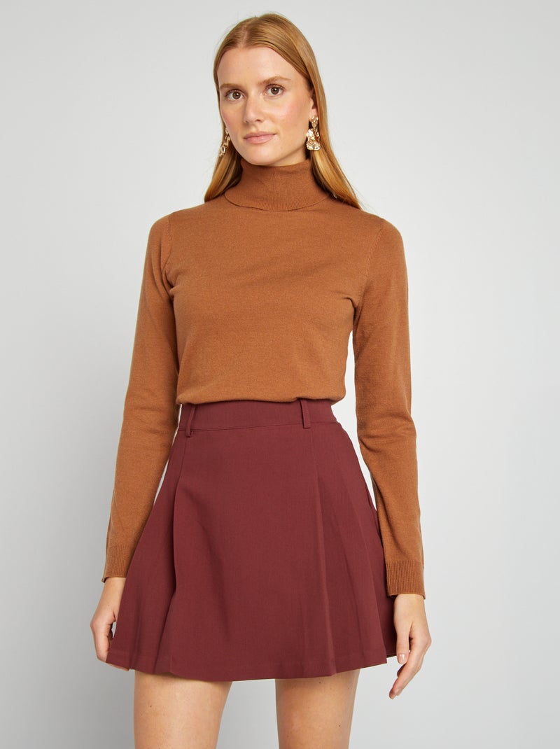 Jersey de punto fino con cuello vuelto MARRON - Kiabi