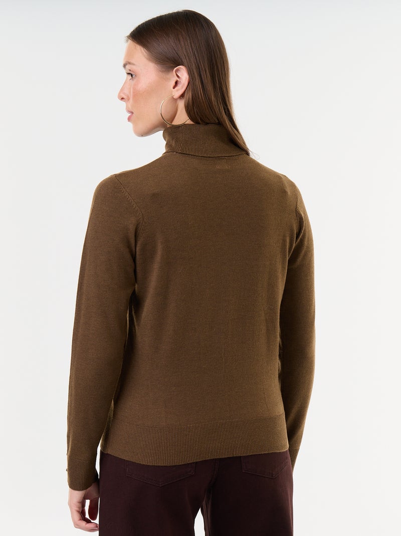 Jersey de punto fino con cuello vuelto Marron - Kiabi