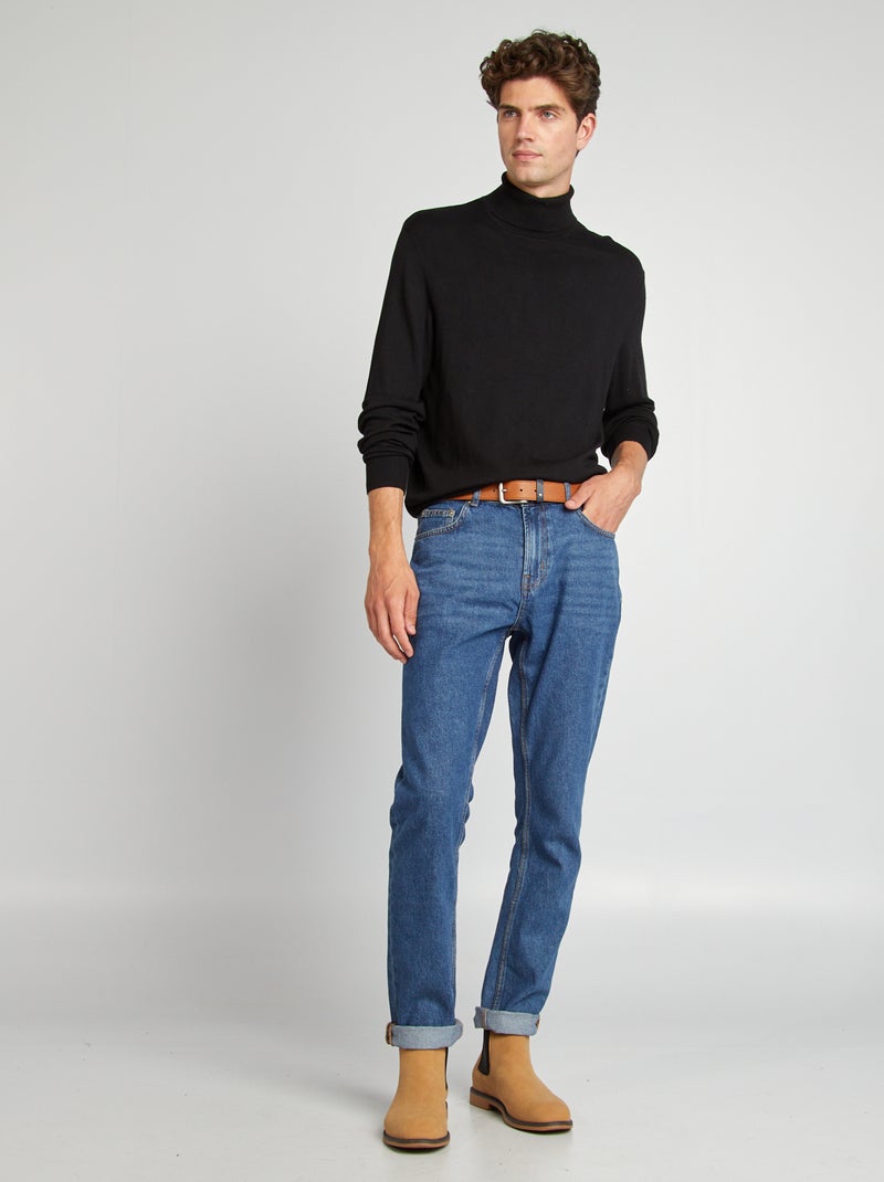 Jersey de punto fino con cuello vuelto negro - Kiabi