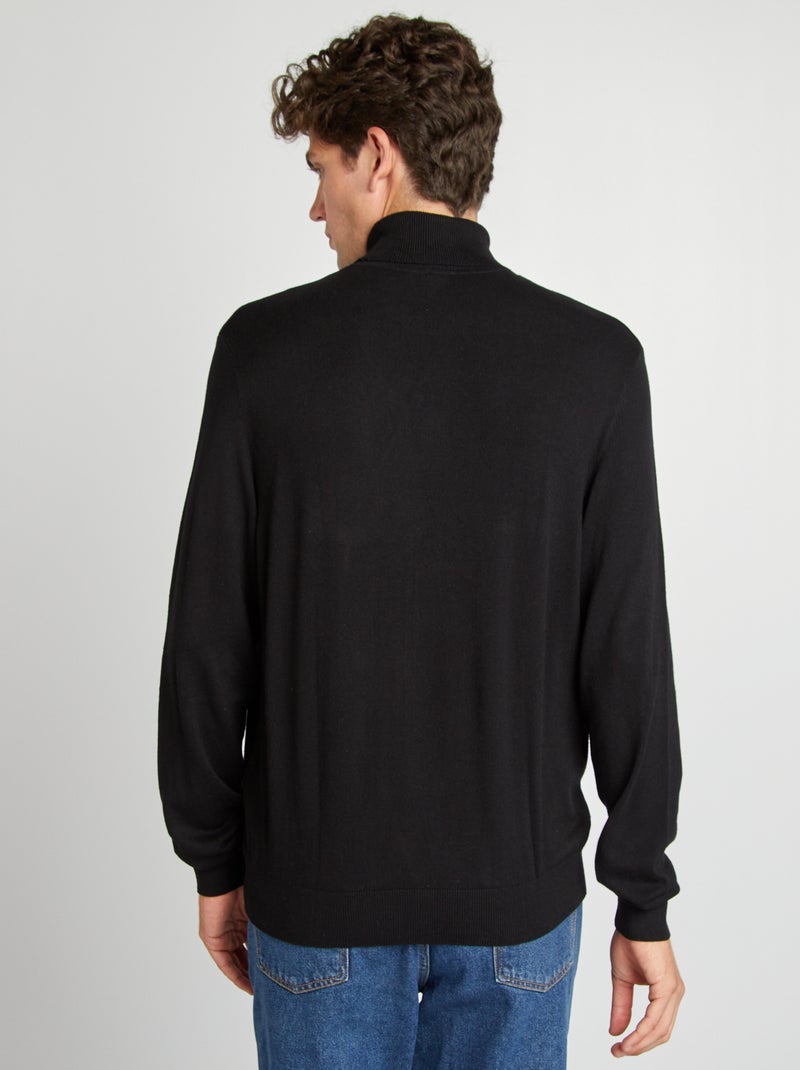 Jersey de punto fino con cuello vuelto negro - Kiabi