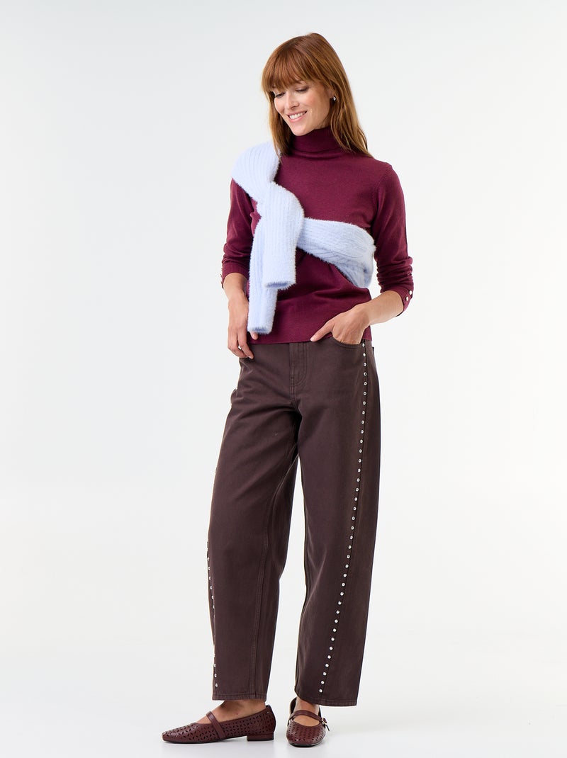 Jersey de punto fino con cuello vuelto Purpura - Kiabi