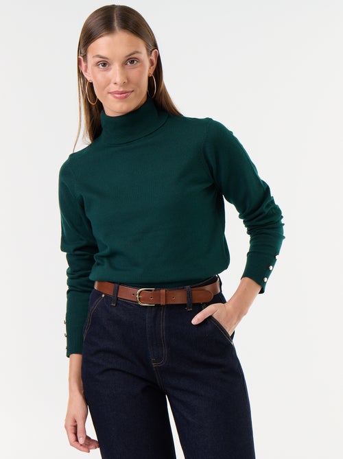 Jersey de punto fino con cuello vuelto - Kiabi