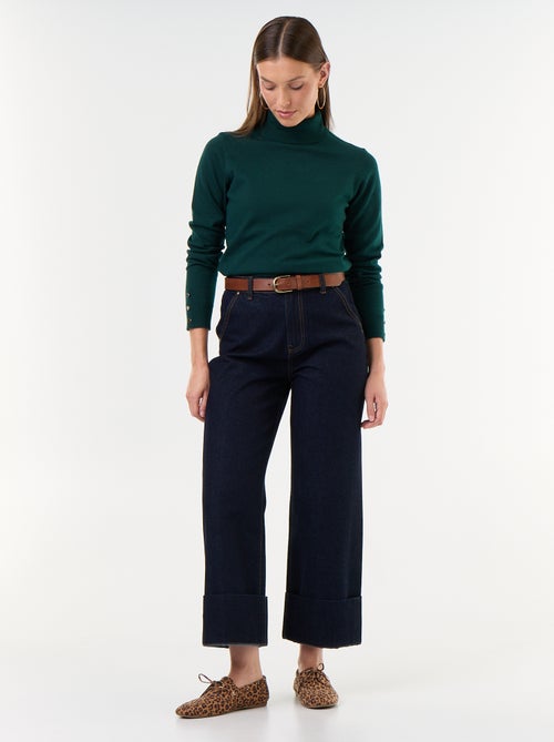 Jersey de punto fino con cuello vuelto - Kiabi