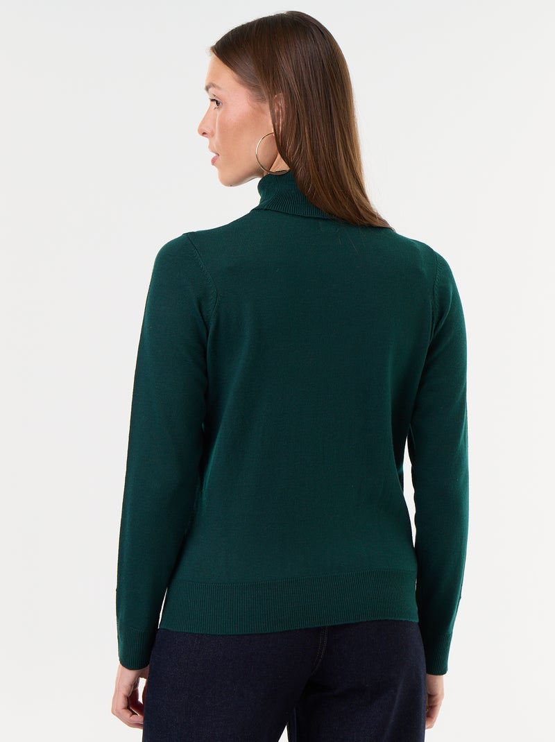 Jersey de punto fino con cuello vuelto Verde - Kiabi