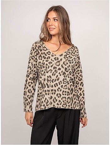 Jersey de punto fino con estampado de leopardo farenza