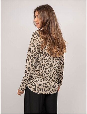 Jersey de punto fino con estampado de leopardo farenza