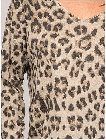 Jersey de punto fino con estampado de leopardo farenza