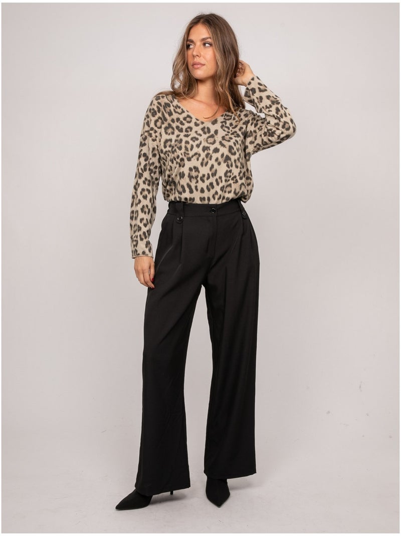 Jersey de punto fino con estampado de leopardo farenza Beige - Kiabi