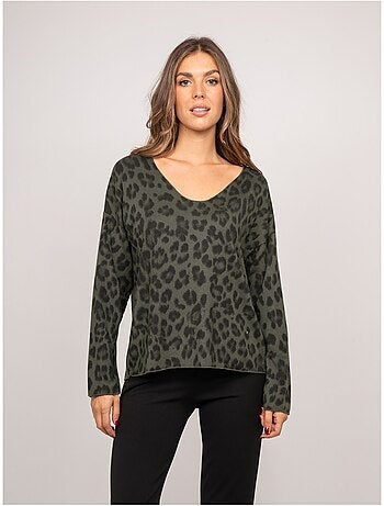 Jersey de punto fino con estampado de leopardo farenza