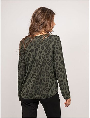 Jersey de punto fino con estampado de leopardo farenza