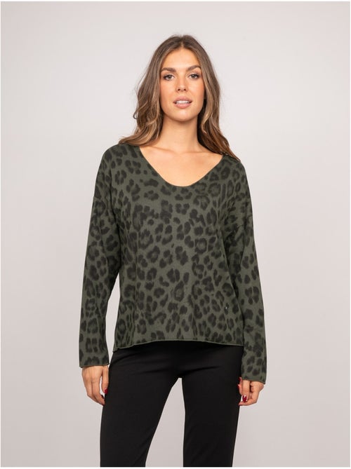 Jersey de punto fino con estampado de leopardo farenza - Kiabi Jersey de punto fino con estampado de leopardo farenza - Kiabi