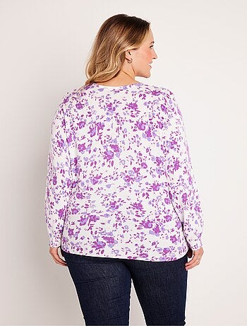 Jersey de punto fino de algodón con estampado floral. - Afibel