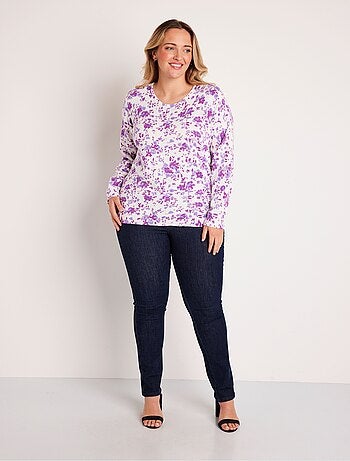 Jersey de punto fino de algodón con estampado floral. - Afibel