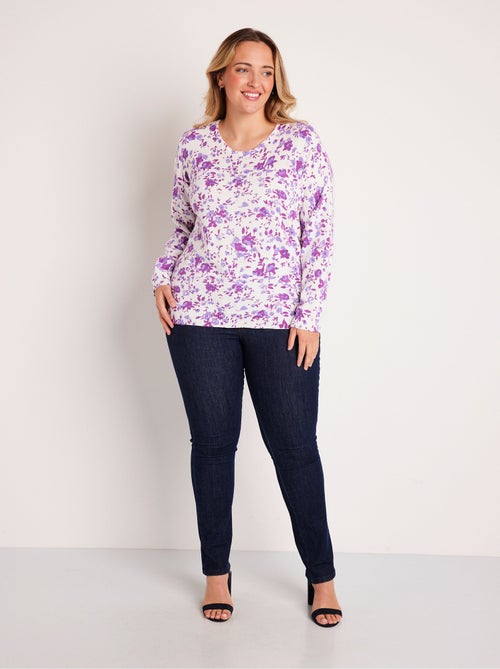 Jersey de punto fino de algodón con estampado floral. - Afibel - Kiabi