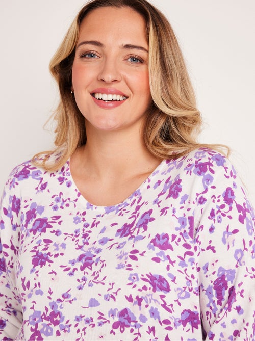 Jersey de punto fino de algodón con estampado floral. - Afibel - Kiabi