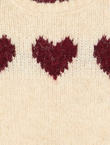 Jersey de punto fino estampado de corazones