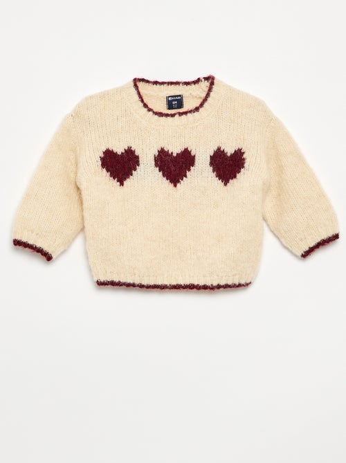Jersey de punto fino estampado de corazones - Kiabi