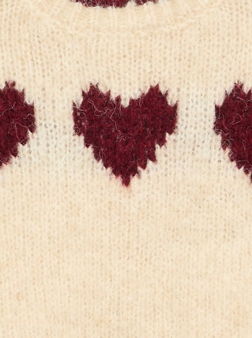 Jersey de punto fino estampado de corazones - Kiabi