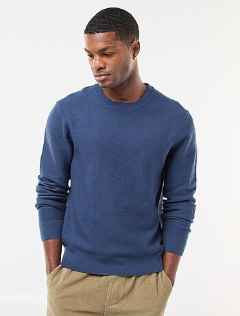 Jersey de punto fino liso con cuello redondo