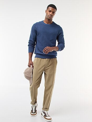 Jersey de punto fino liso con cuello redondo