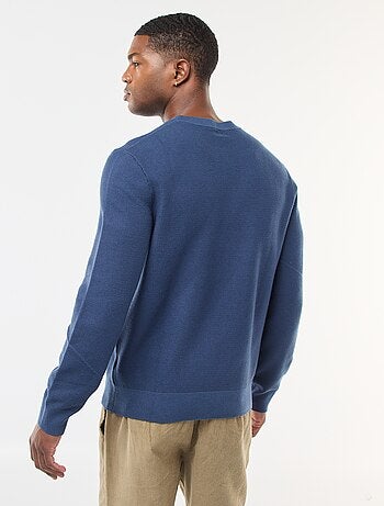 Jersey de punto fino liso con cuello redondo