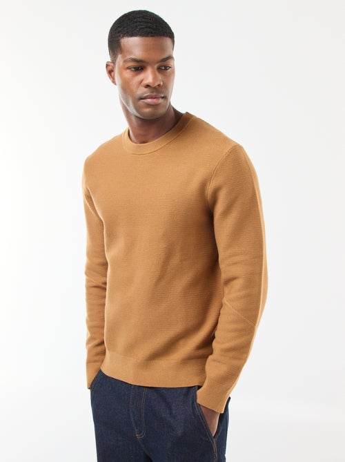 Jersey de punto fino liso con cuello redondo - Kiabi