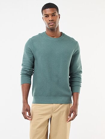Jersey de punto fino liso con cuello redondo