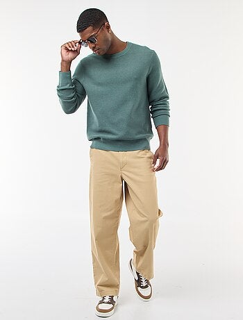 Jersey de punto fino liso con cuello redondo