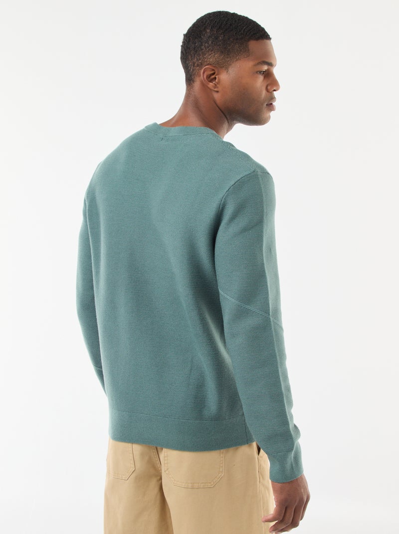 Jersey de punto fino liso con cuello redondo Verde - Kiabi