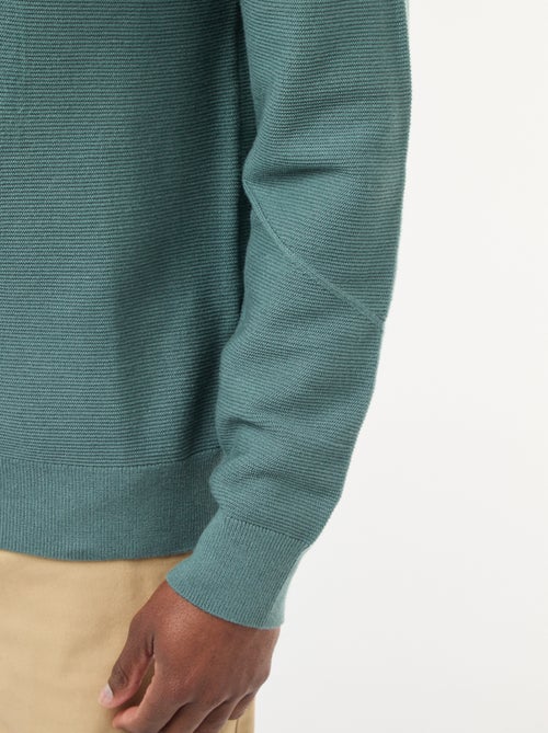 Jersey de punto fino liso con cuello redondo - Kiabi