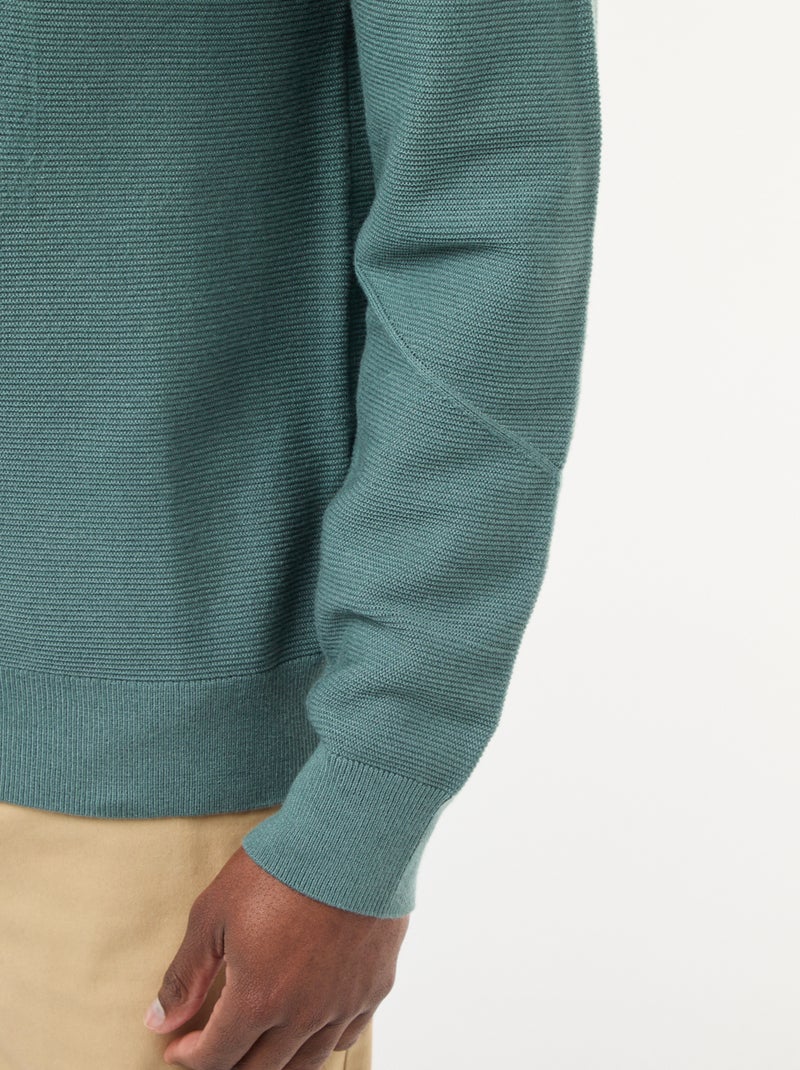 Jersey de punto fino liso con cuello redondo Verde - Kiabi
