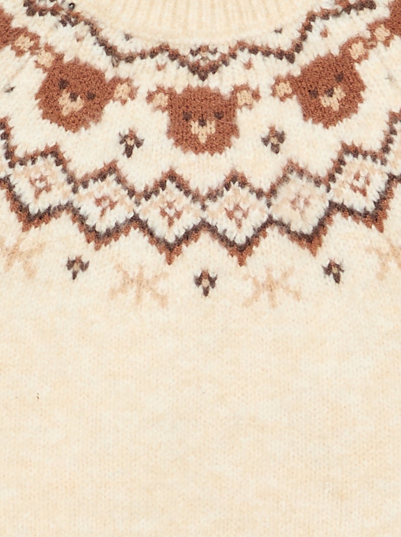 Jersey de punto fino 'Navidad' Beige - Kiabi