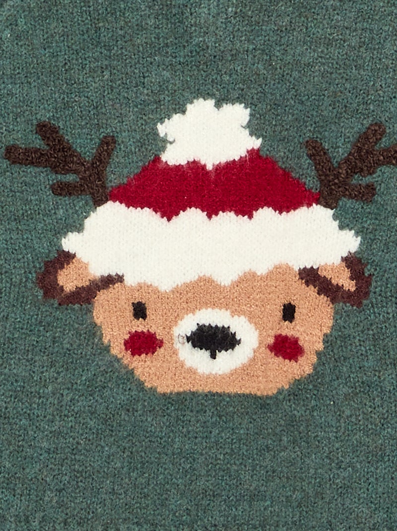 Jersey de punto fino 'Navidad' Verde - Kiabi