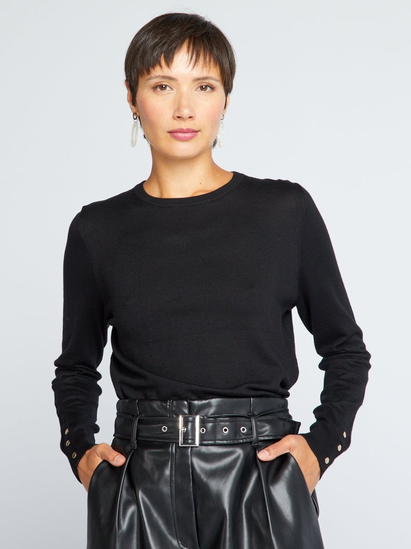 Jersey de punto fino negro - Kiabi