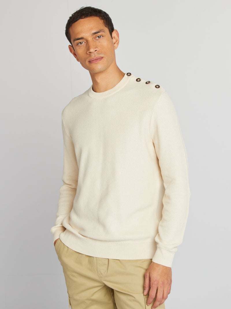 Jersey de punto fino tipo nido de abeja BLANCO - Kiabi