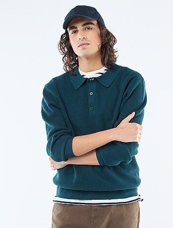 Jersey de punto gofrado con cuello polo